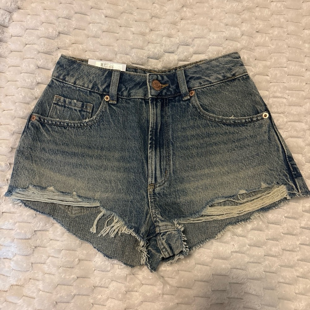 Garage Distressed Denim Shorts - Blue